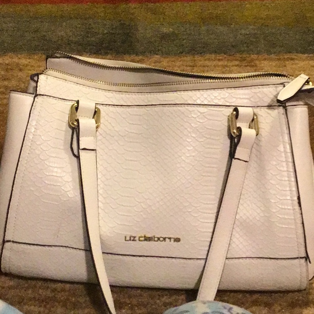 Liz Claiborne white leather handbag